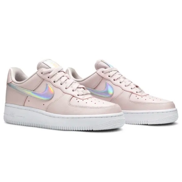 Nike | Women's Pink Iridescent Air Force 1 Low Lace Up Sneakers, size 10 - Picture 2 of 16